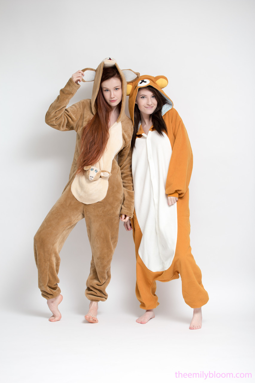 Sweet young Emily and her pal doff their onsies to show hot asses naked ポルノ写真 #423042357