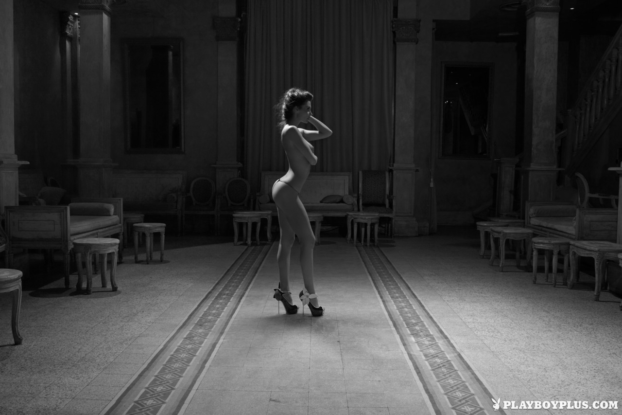 Stunning Italian Marina Emanuela flaunts big tits on the bar & in the big hall porn photo #428445440