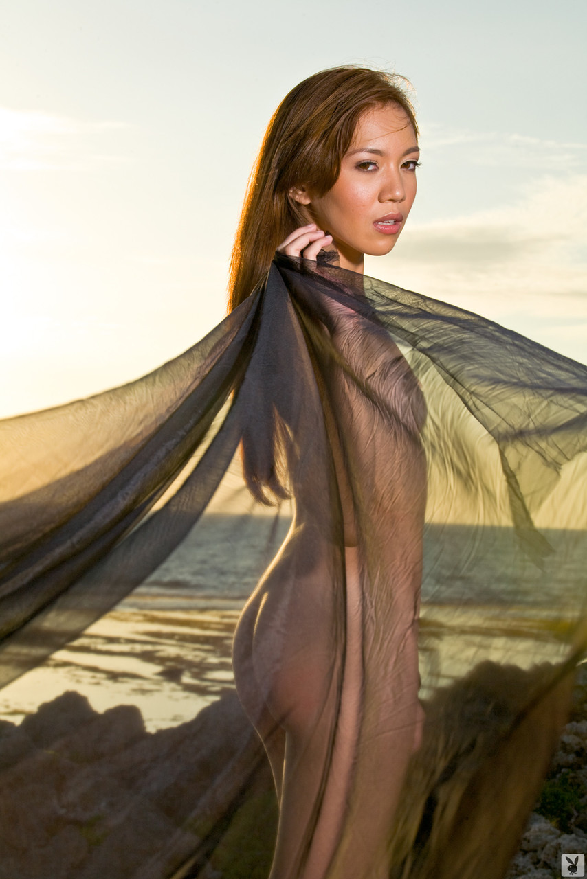 Adventurous Asian model Aya Montez posing naked in beautiful nature porn photo #428599912
