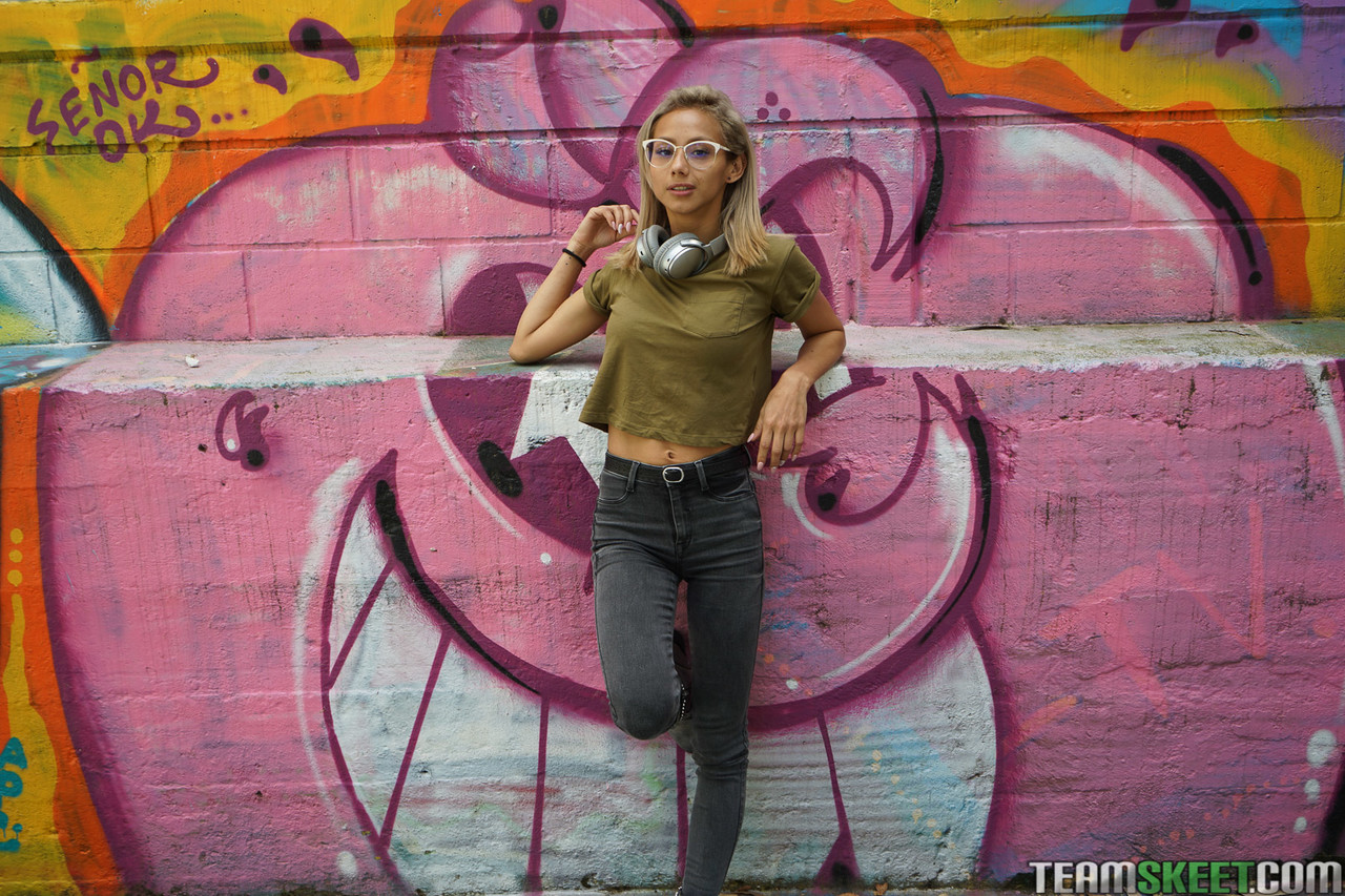 Veronica Leal posing all over her hood in green shirt and tight jeans photo porno #424123672
