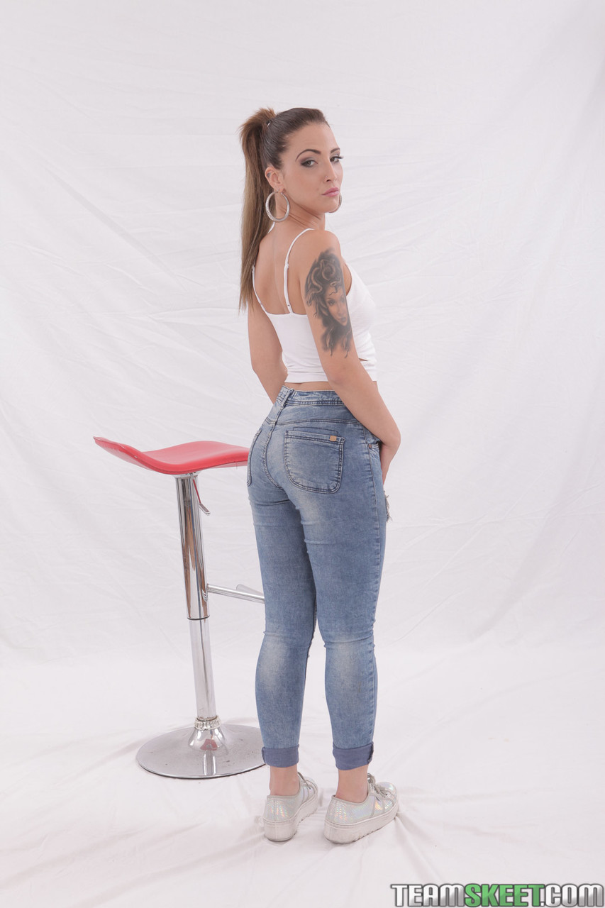 Tattooed teen hottie Medusa drops her jeans & white panties for big cock ride porn photo #427152186