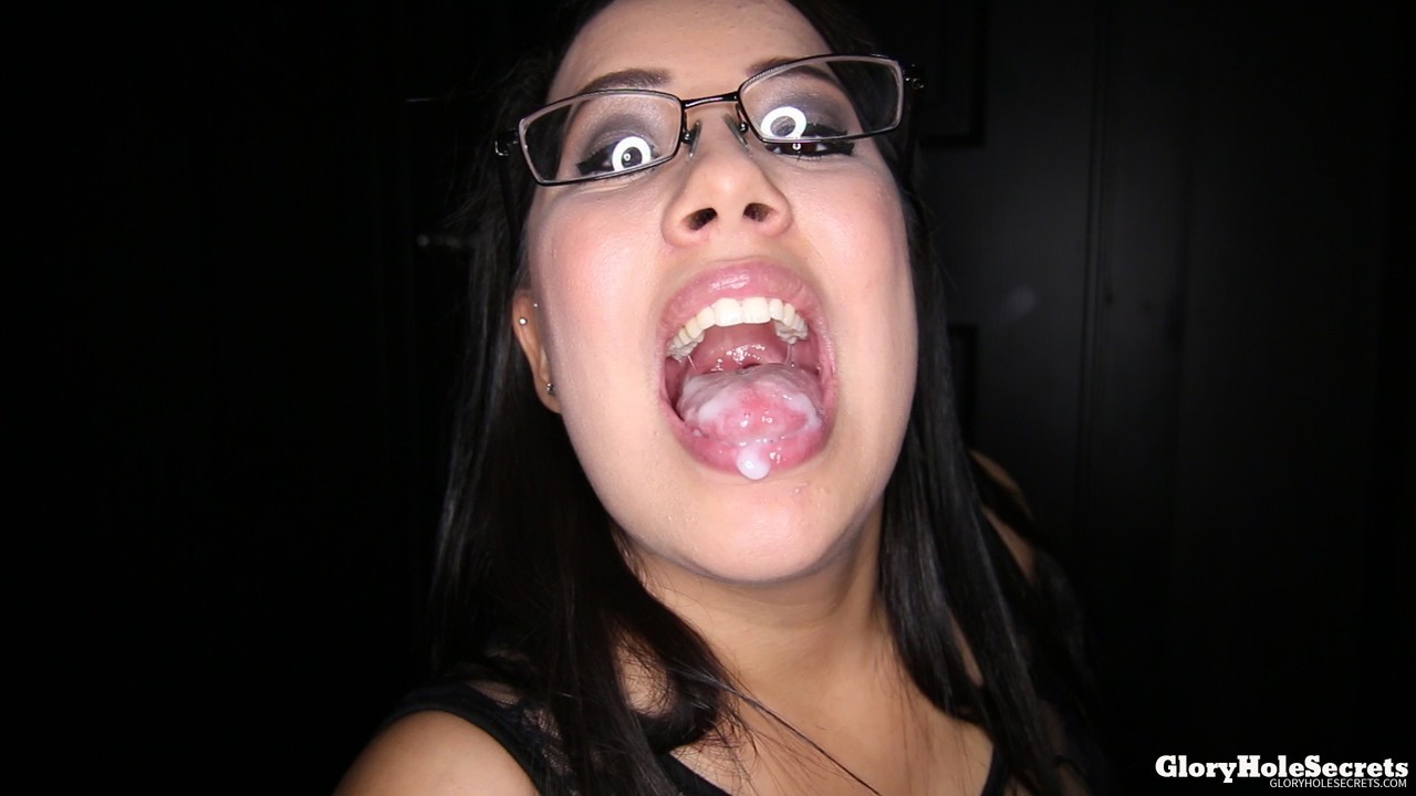 Big mouth Mia in glasses opens wide to display a giant load of gloryhole cum porno fotky #425120509 | Gloryhole Secrets Pics, Mia, Gloryhole, mobilní porno