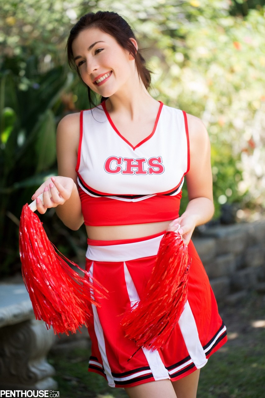 Cute cheerleader Jenna Reid doffs her uniform and exposes her small tits porn photo #423548898