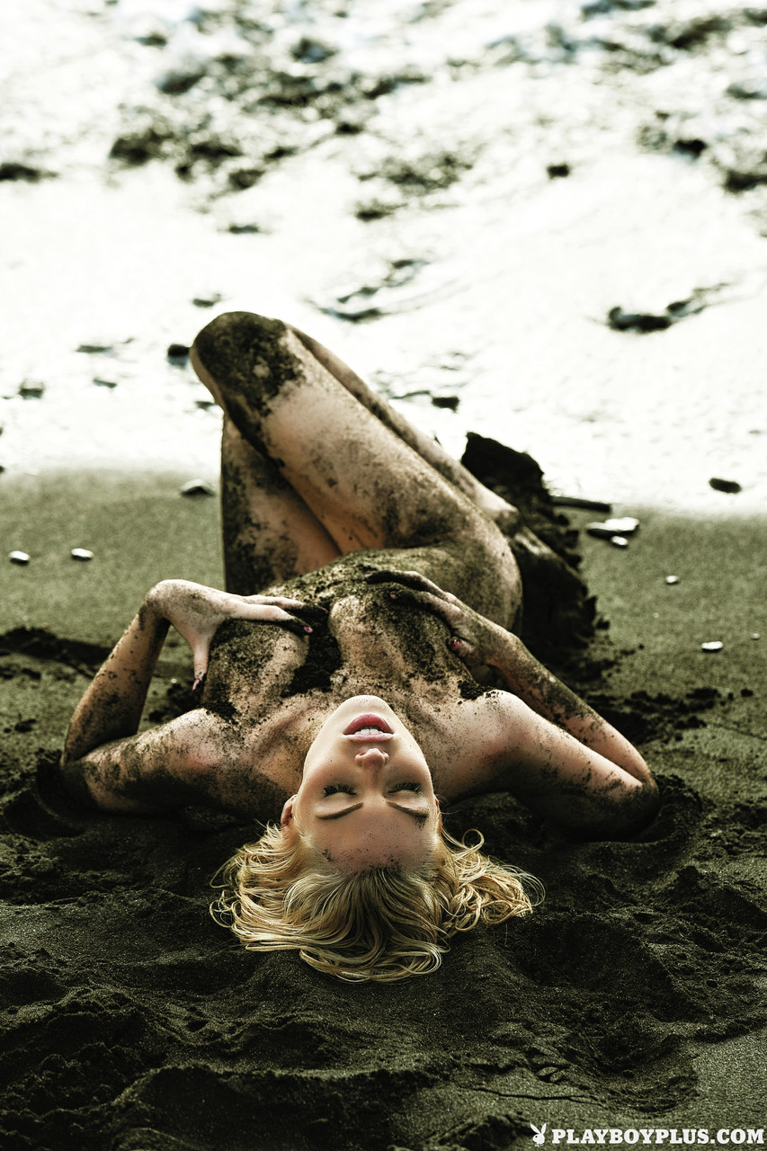 Hot centerfold Martina Zemanova rolls her cute body in mud during a nude shoot porn photo #425618486