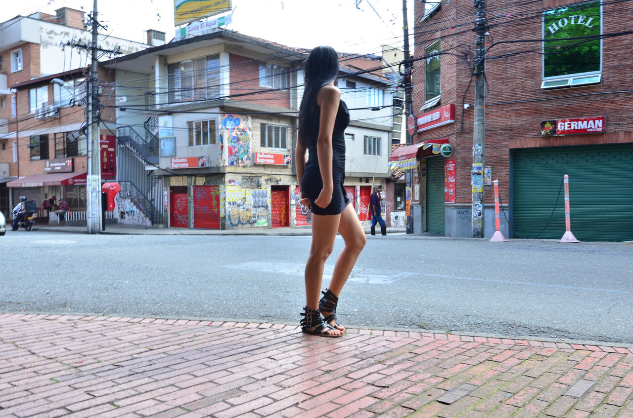 Long legged Colombian girl works free of a black dress for nude posing debut порно фото #425139141