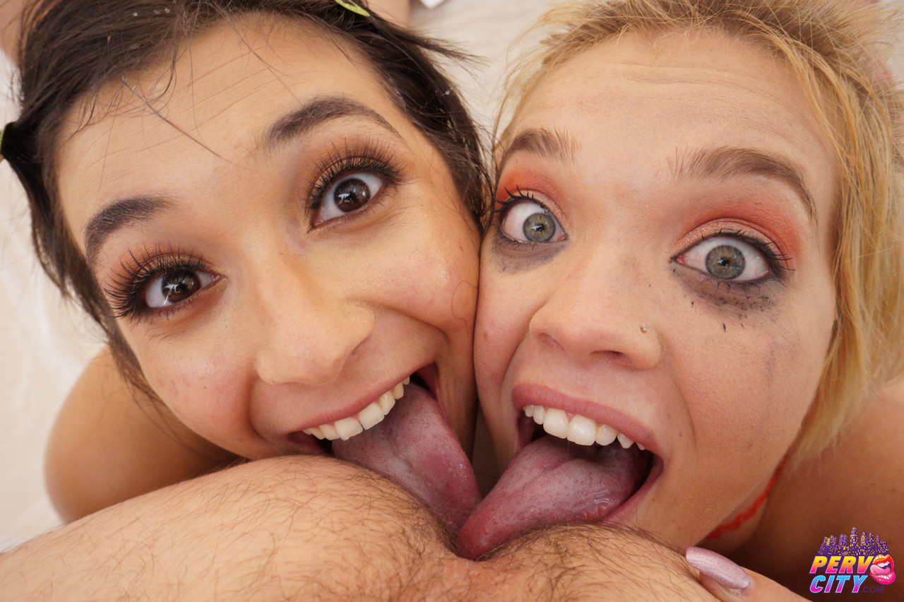 Teens Brooklyn Gray and Katie Kush lick a guy's asshole and suck his dick porn photo #423780132