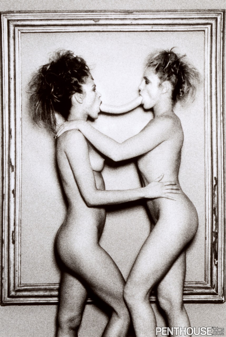 Beautiful retro lesbians play hotly with toys & each other in black and white porno fotoğrafı #427037829