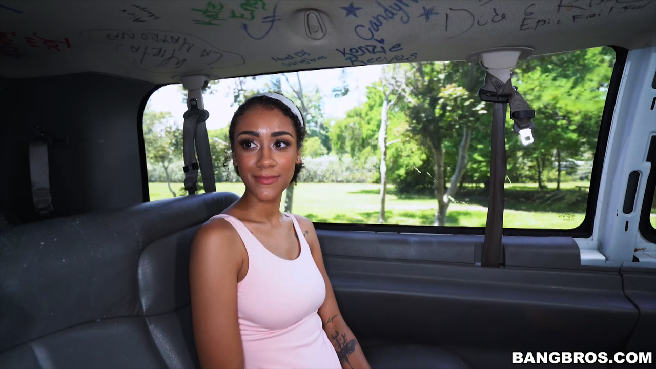 Ebony with big titties Ariana Aimes hikes her skirt up & gets rammed in a van порно фото #424682433