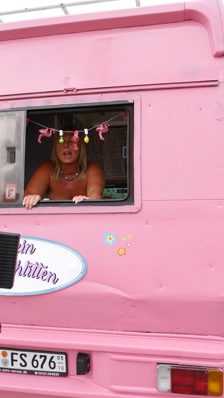 Chubby German MILF strips and gets her hole filled in a pink ice cream van porno fotoğrafı #427930133