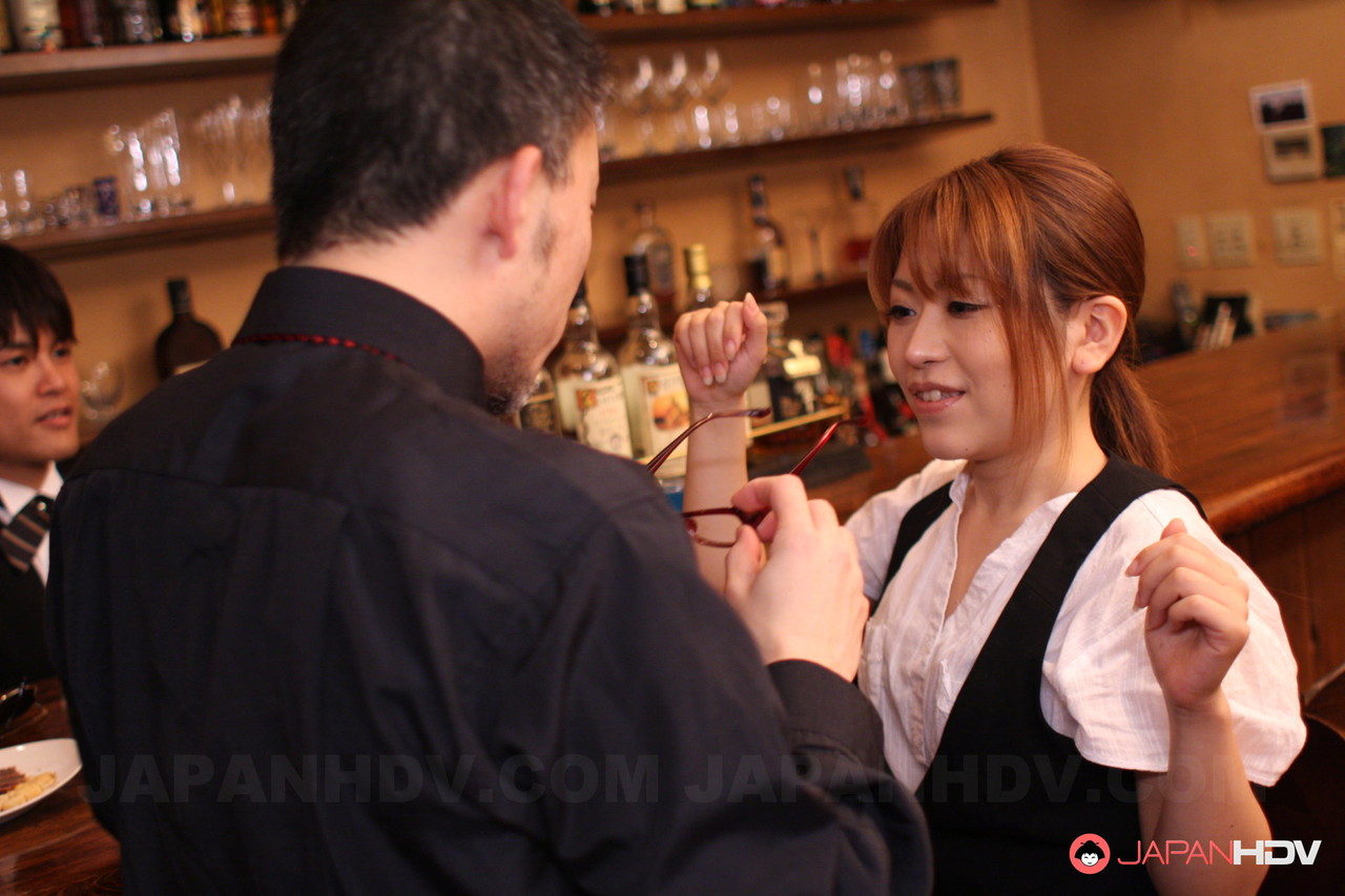 Small titted Japanese waitress Aoi Mochida gets her hairy twat filled at work foto porno #423244563