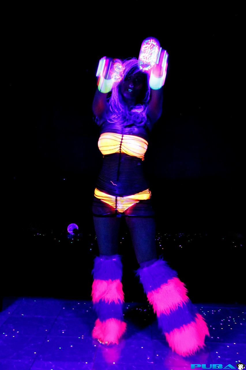 Huge boobed French MILF posing in her slutwear under the flashing lights zdjęcie porno #427506107