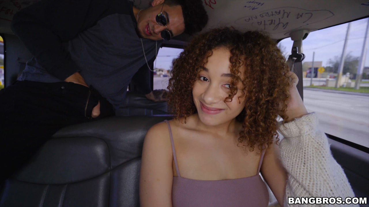 Curly haired Latina teen Mariah Banks getting pounded on the bus porn photo #423984465