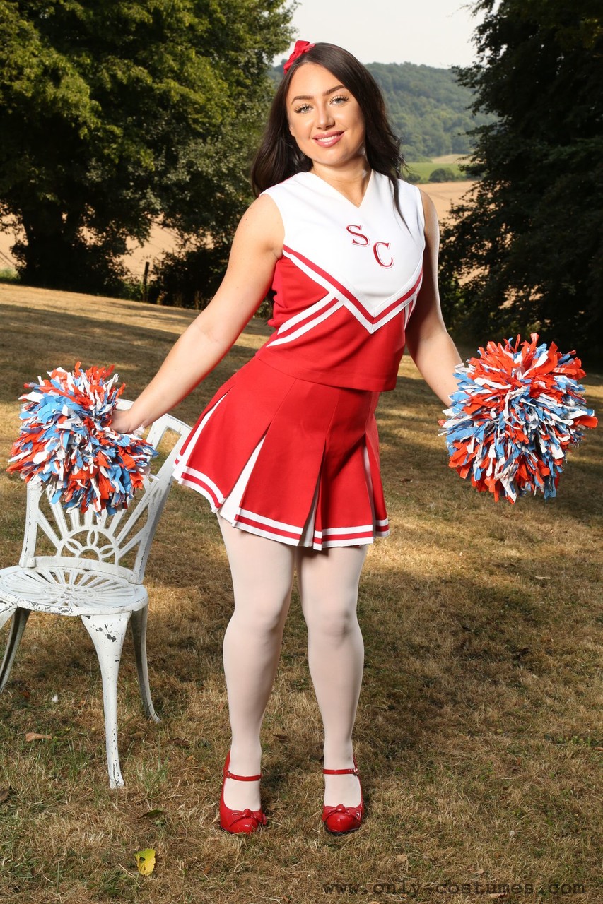 Smiley cheerleader Reanna strips to pantyhose while dancing outdoors porn photo #422783786 | Only Costumes Pics, Reanna, Cheerleader, mobile porn