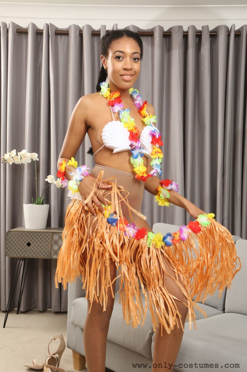 Ebony model Naomi Alicia strips off Hawaiian outfit and poses in pantyhose порно фото #426754670 | Only Costumes Pics, Naomi Alicia, Ebony, мобильное порно