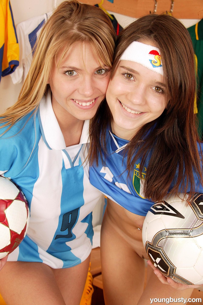 Kinky soccer players toying each other and scissoring in the locker room foto porno #424200482