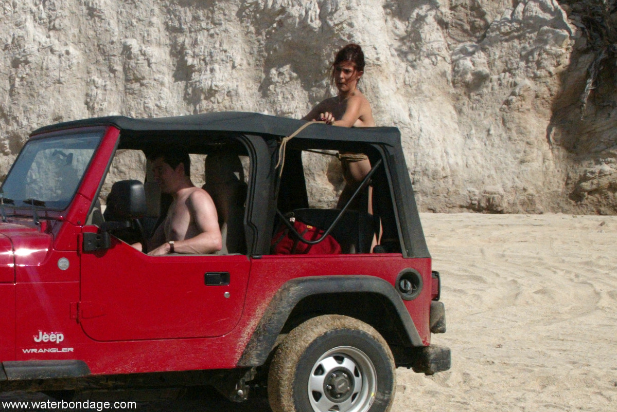 Sexy MILF with amazing breasts Sasha Monet gets tied naked to a Jeep порно фото #429024038