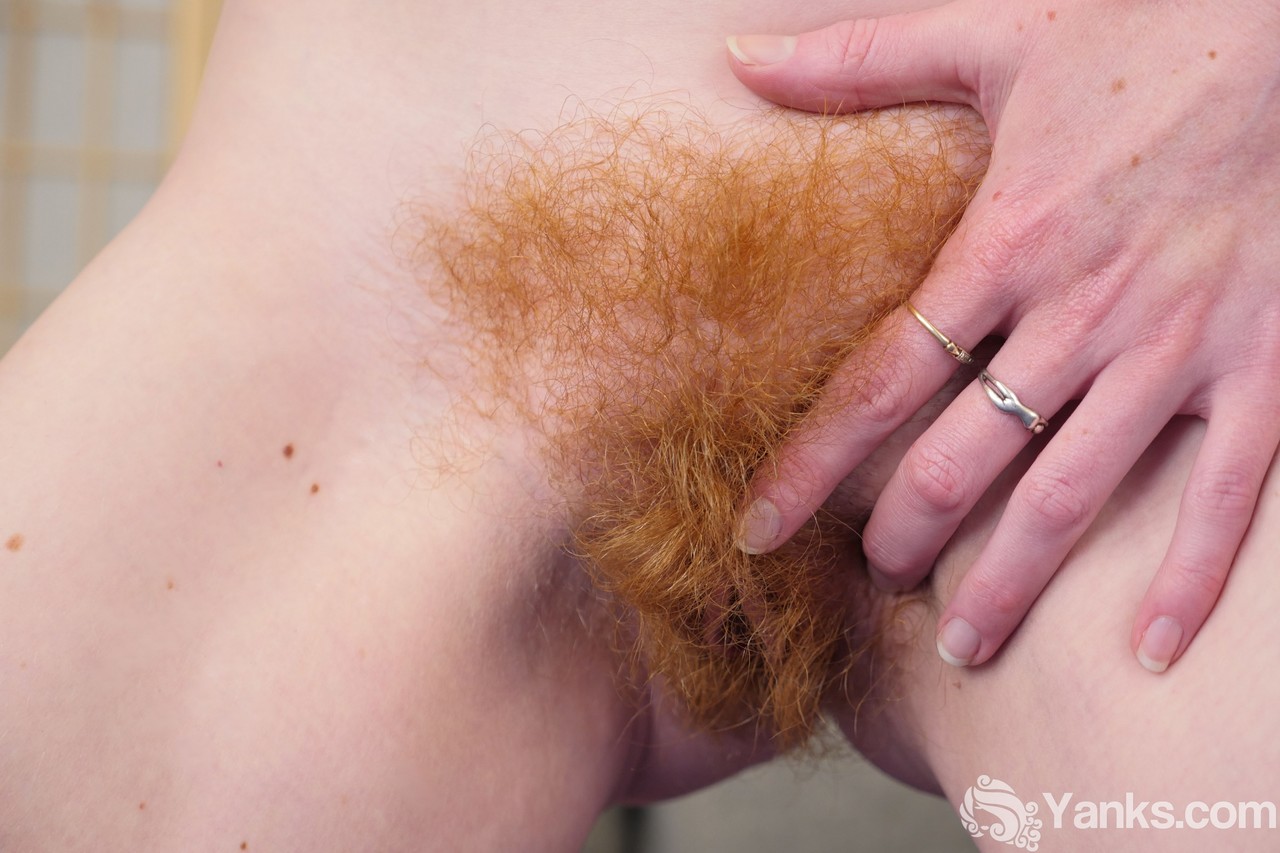 Redhead babe Ana Molly shows her small boobs and rubs her bushy vagina porn photo #423181997