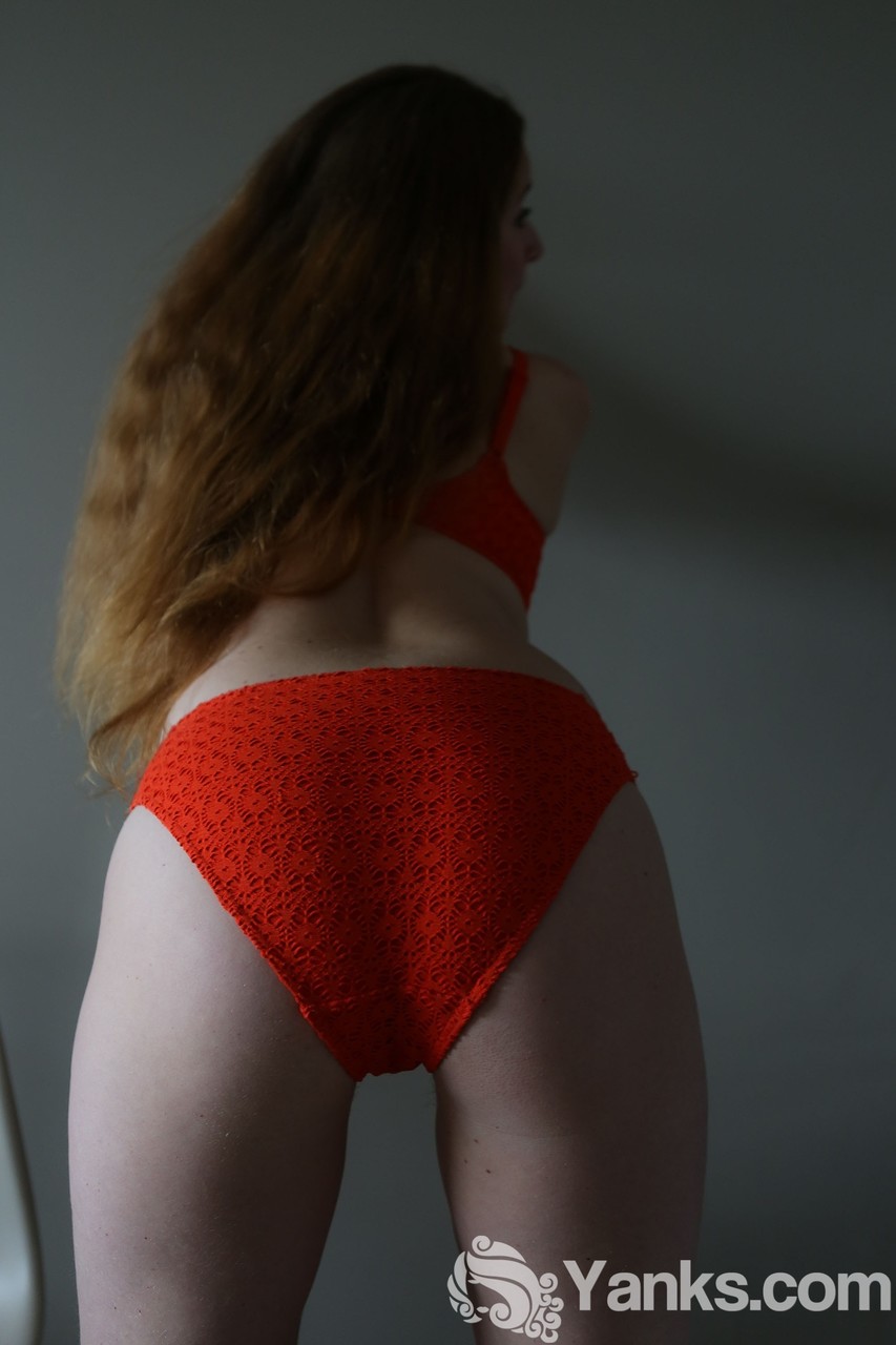 Busty redhead babe in sexy lingerie Nicholeshows her curves and bushy twat zdjęcie porno #425950789