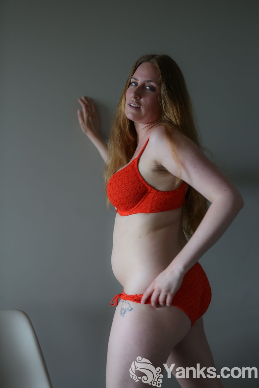 Busty redhead babe in sexy lingerie Nicholeshows her curves and bushy twat porno fotoğrafı #425950793