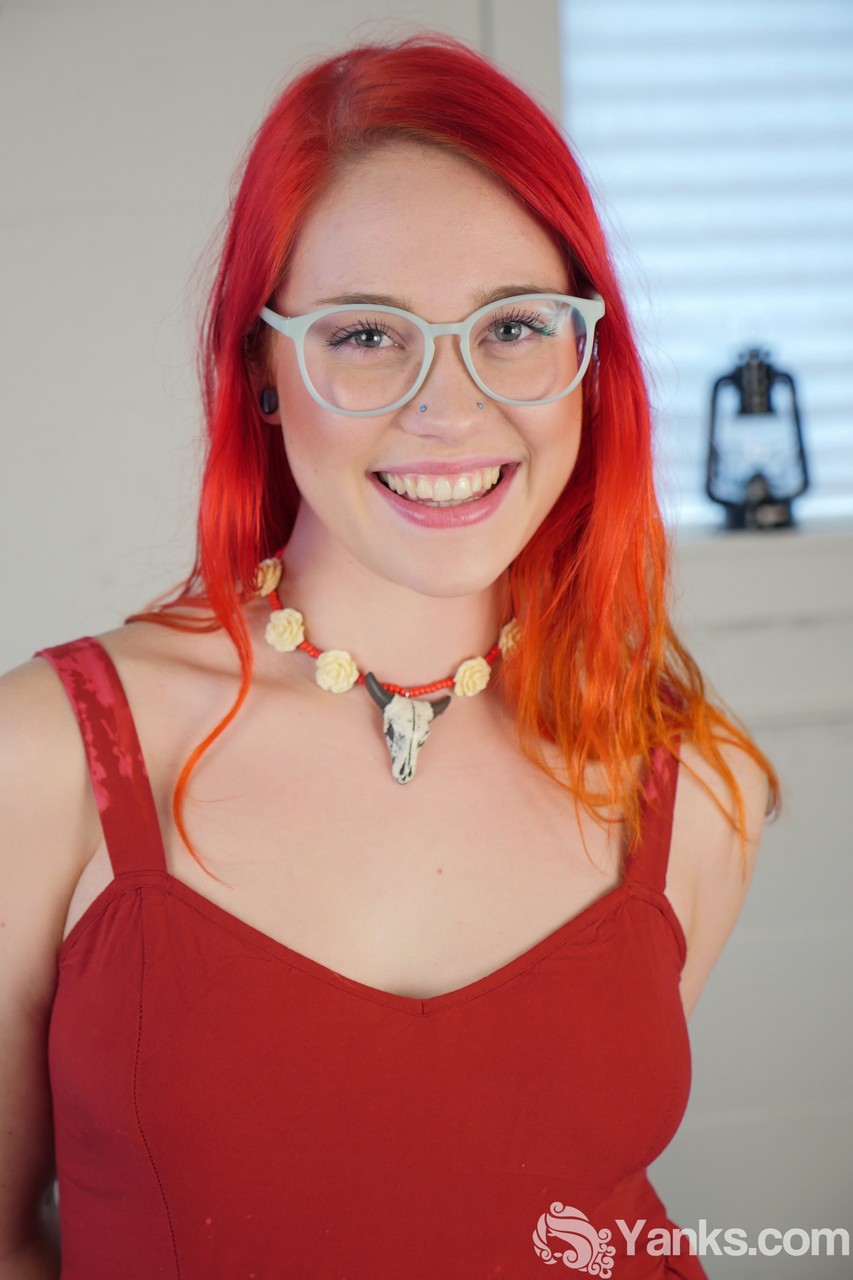 Adorable Redhead With Glasses Jennavive Marie Teases Her Clit In A Solo