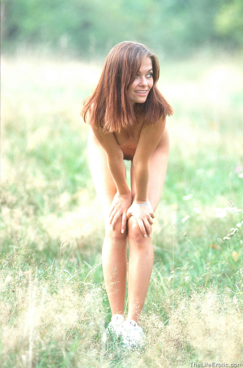 Charming teen Barbara undresses to show her beautiful naked body outdoors 포르노 사진 #425563259