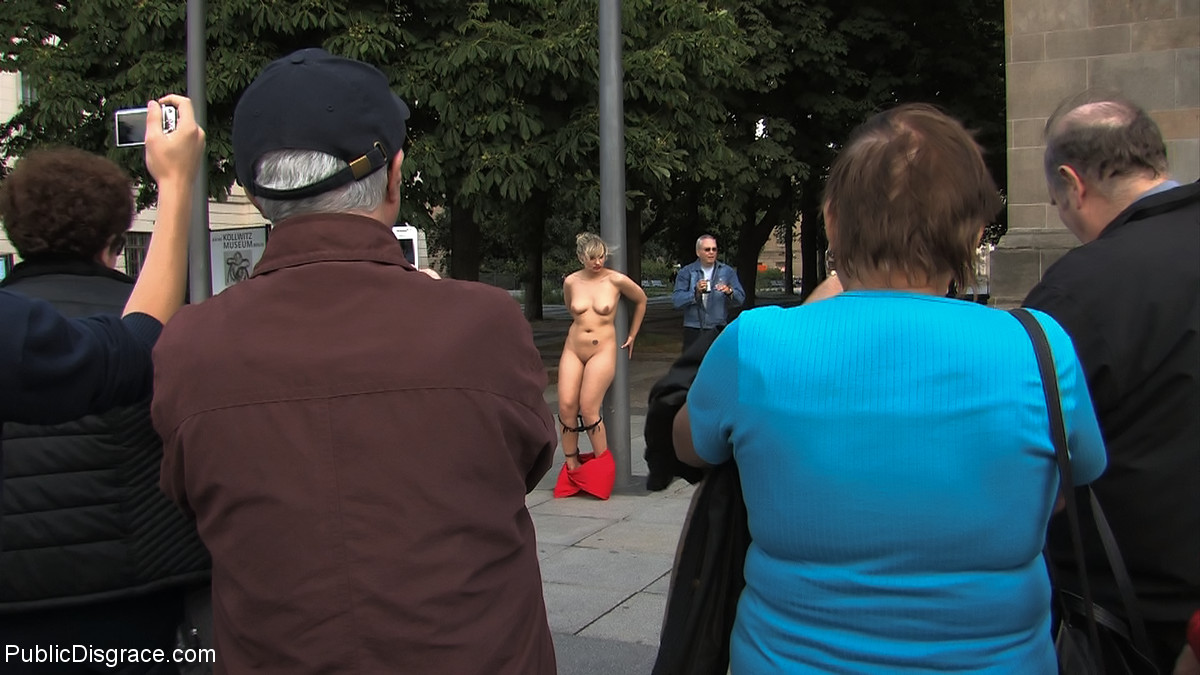 Curvy mom Kitty shamelessly posing buck naked for a crowd of people in public porn photo #424103849