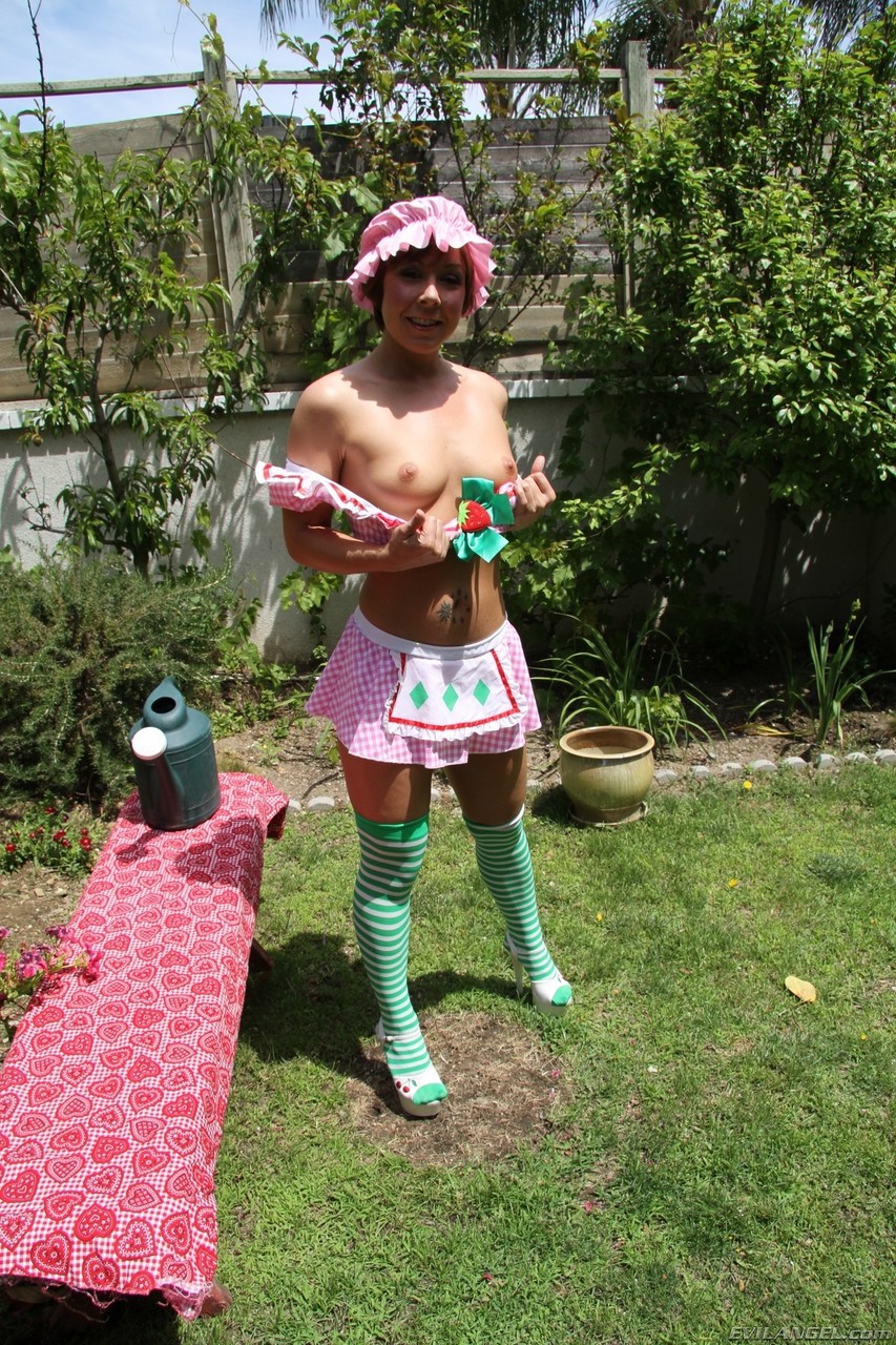 Sexy little maid in cute uniform spreads her tight ass outdoors in the garden porno fotky #423050504 | Milk Enema Pics, Julie Knight, Cosplay, mobilní porno