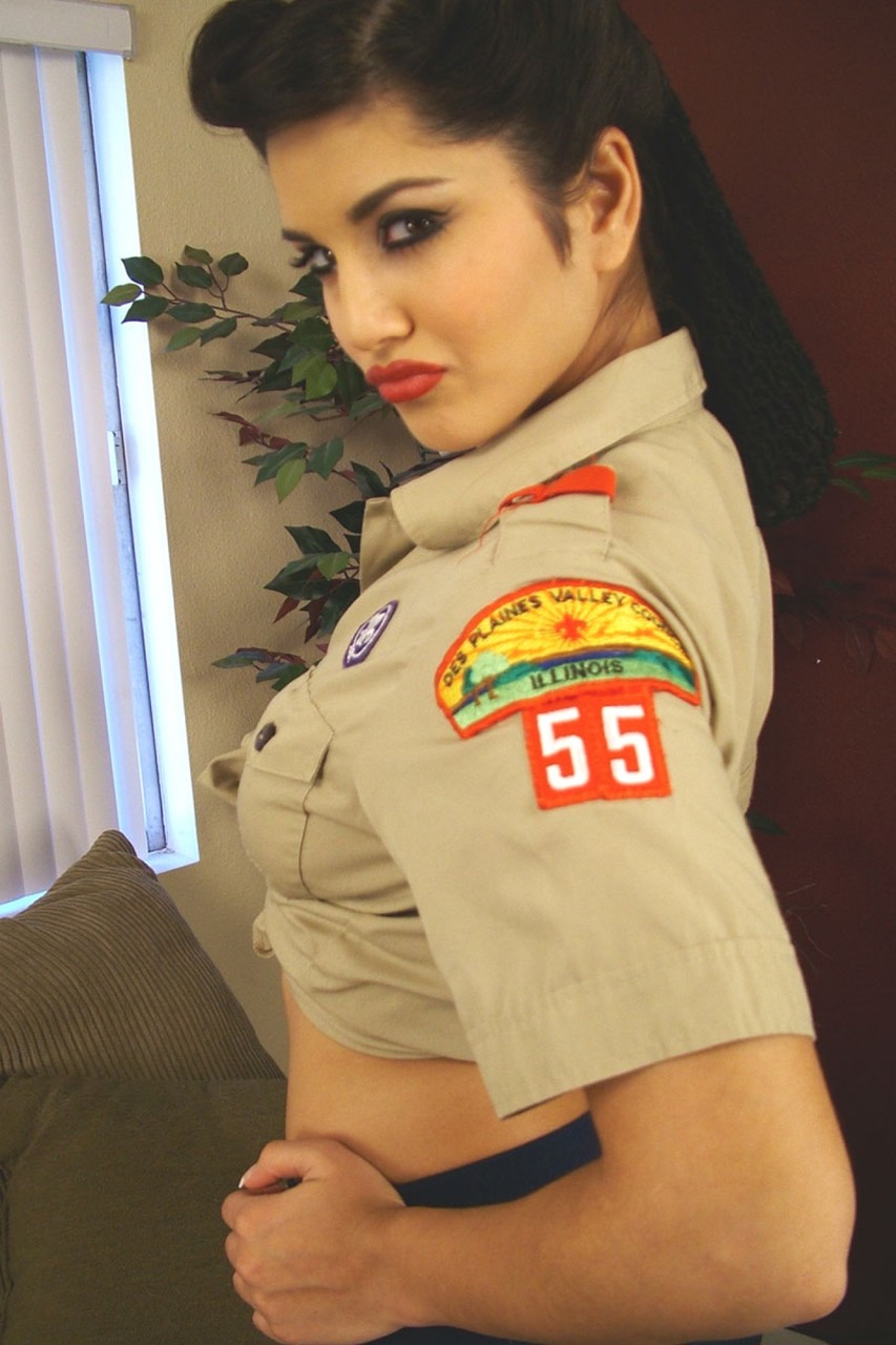 Indian Milf Sunny Leone Teasing In Red Boots A Slutty Scouting Outfit