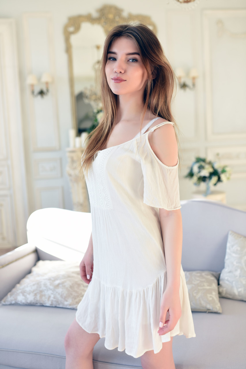 Skinny beauty Caramel doffs her white dress and flaunts her boobs 포르노 사진 #424554630 | Met Art Pics, Caramel, Petite, 모바일 포르노