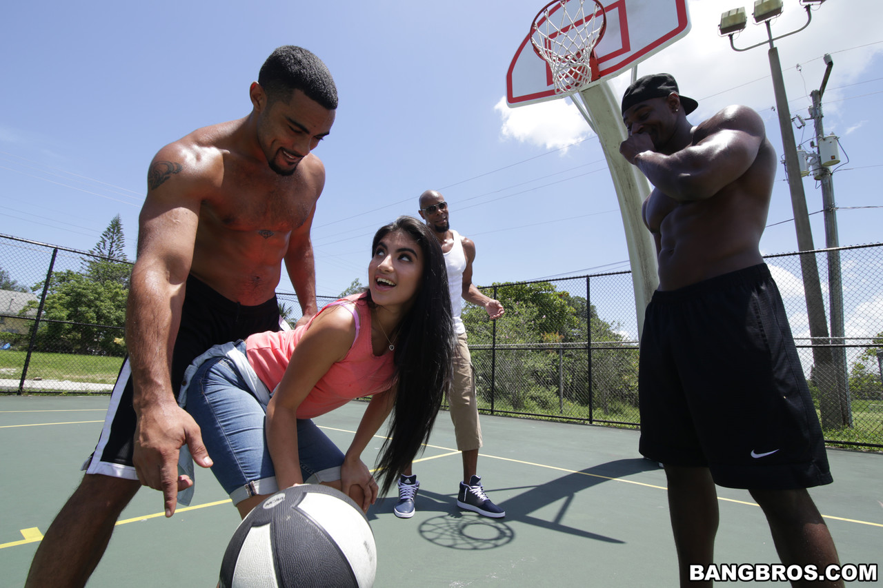 Petite Teen Michelle Martinez Enjoys A Wild Gangbang With Black Basketballers