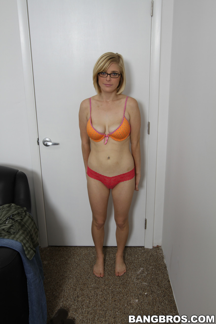 Petite pornstar in glasses Penny Pax reveals her big tits and ass at a casting porno foto #424072110