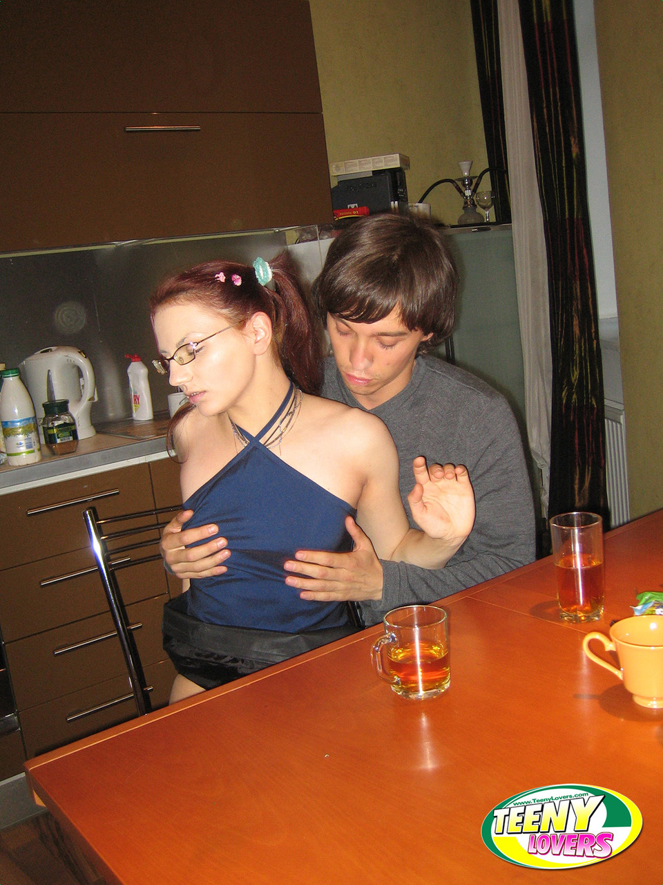 Amateur Redheaded Teen In Glasses Lisa Musa Takes A Dick In The Dining Room