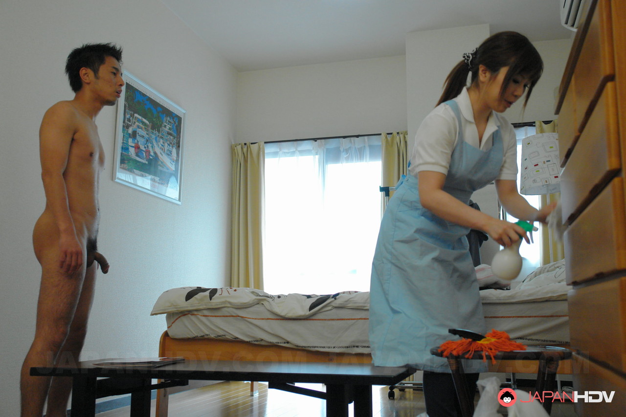 Submissive Japanese maid Nana Oshikiri gets painfully fucked and creampied porn photo #425108477