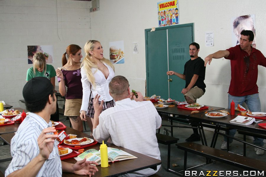 Schoolgirl with big tits Kagney Linn Karter gets boned in the cafeteria porn photo #424724163