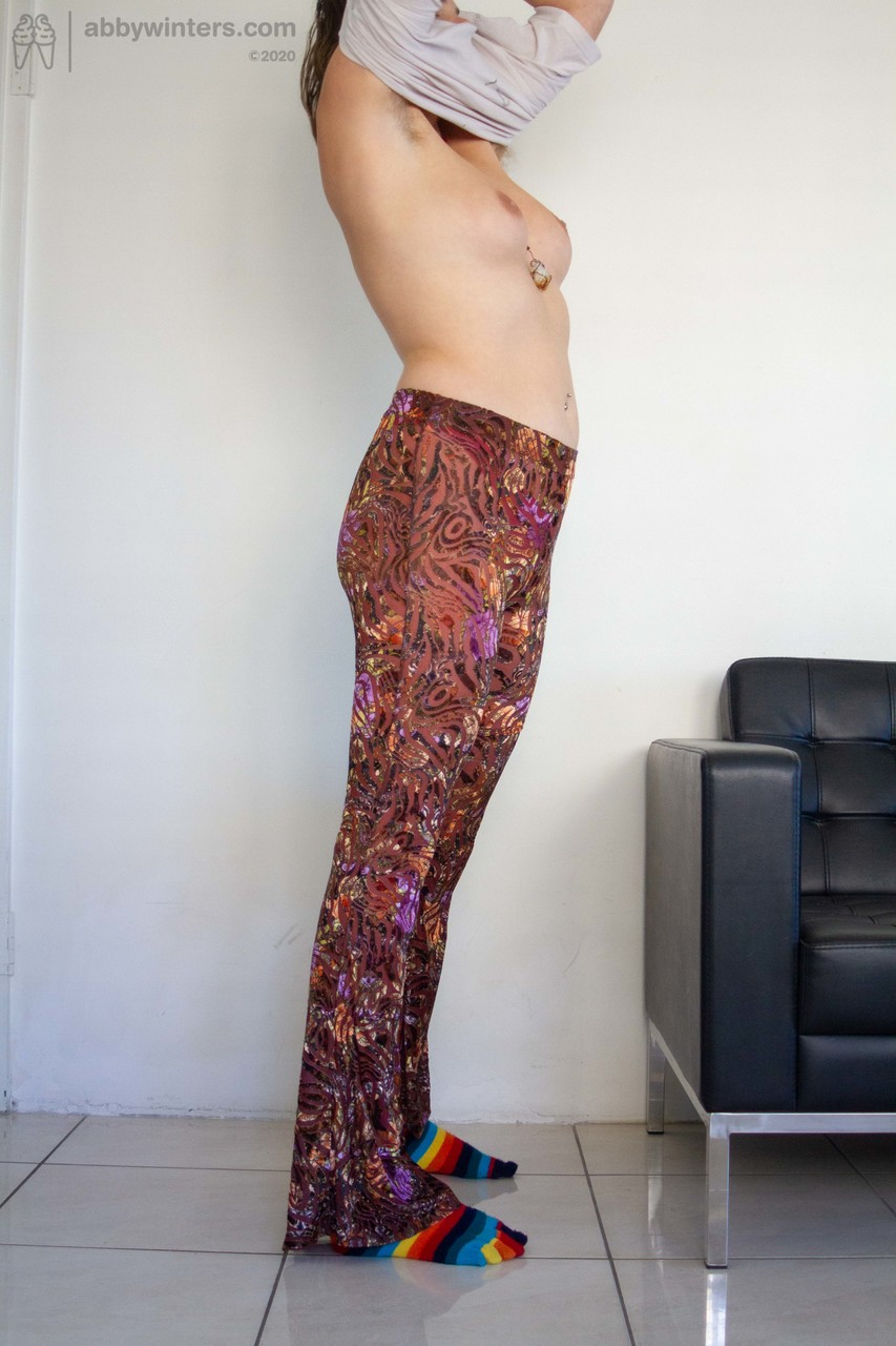 Amateur Australian girl Sierra K dressing in her long pants in rainbow socks foto porno #427764989