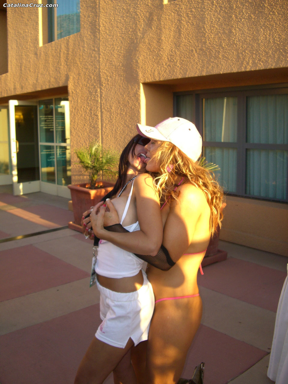 Hot pornstar Catalina Cruz poses with her friends & flashes her tits in public foto porno #425104896