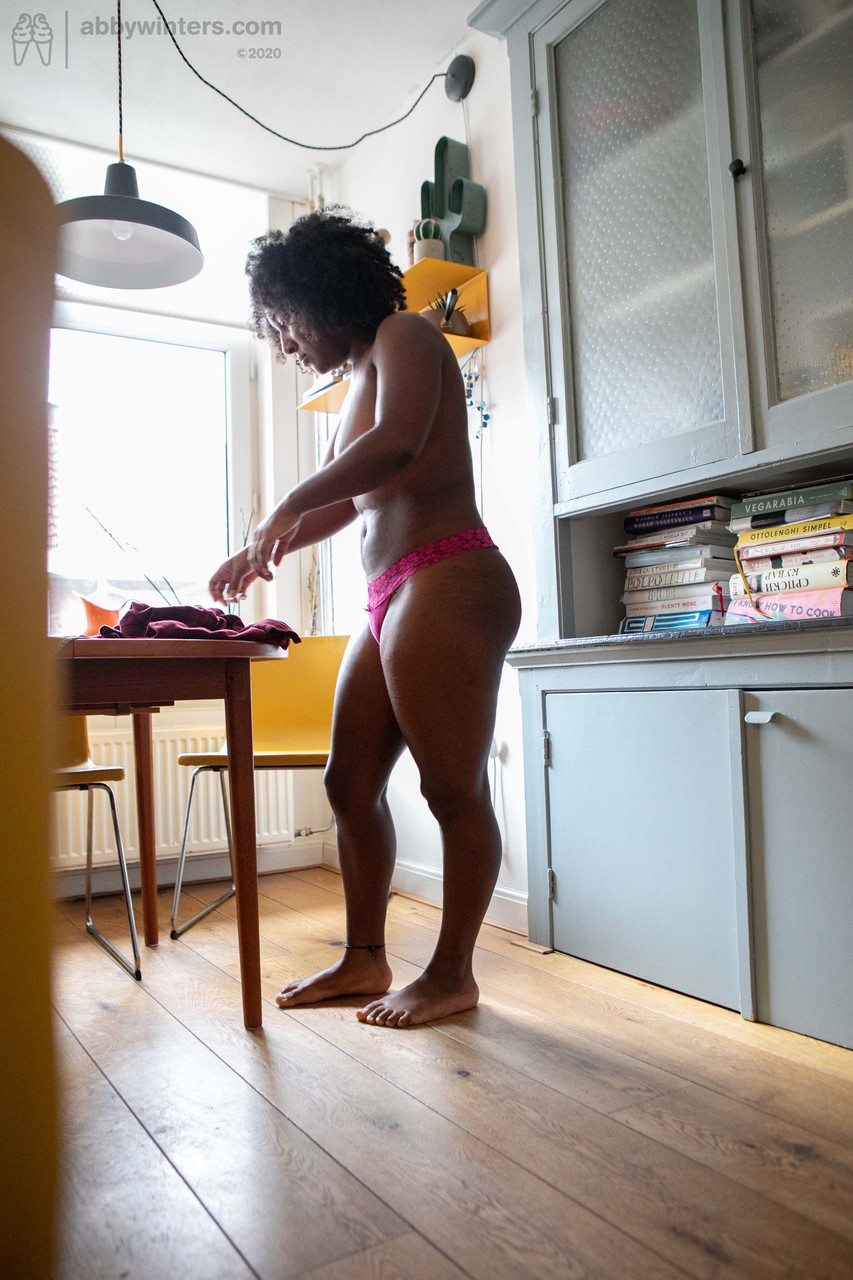 Afro American Teen Sascha Caught Showing Her Curves While Changing