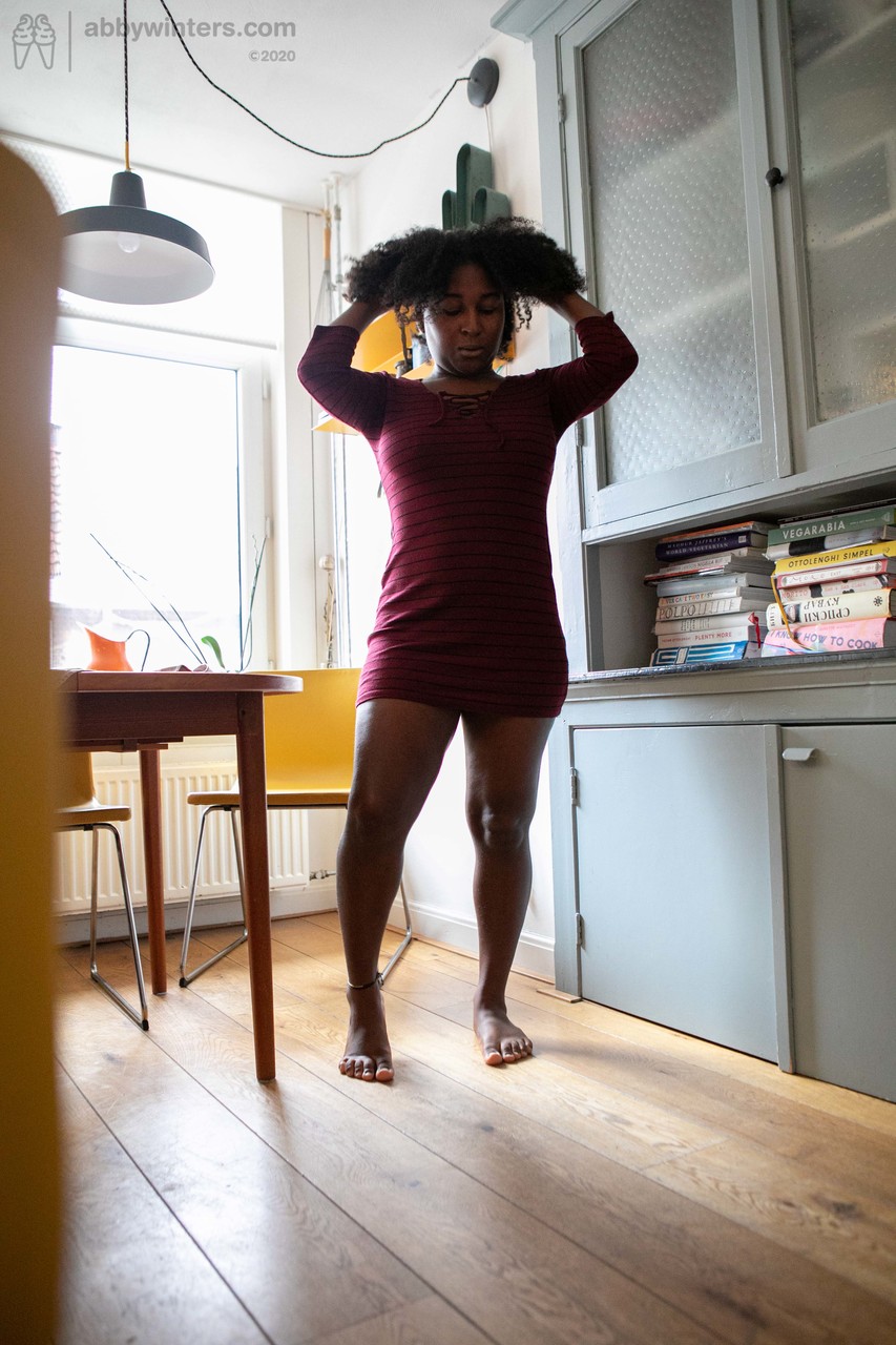 Afro American Teen Sascha Caught Showing Her Curves While Changing