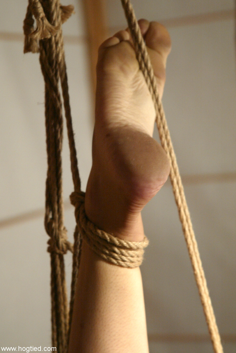 Tied up slave Sasha Monet gets her pussy toyed while hanging from the ceiling foto porno #425622445