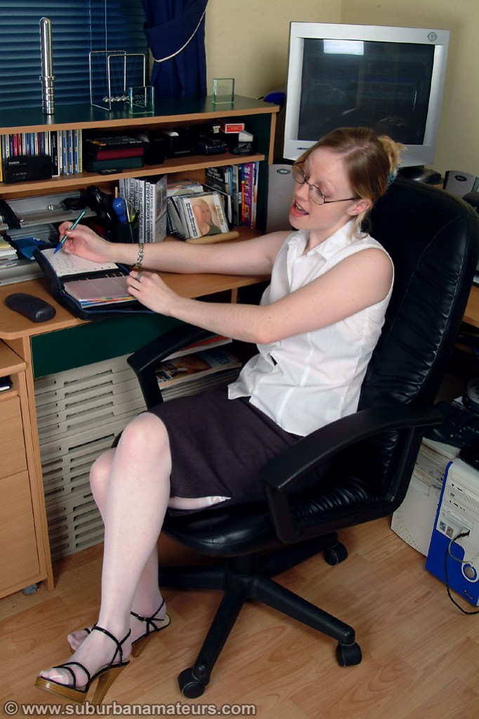 Horny British Secretary Claire J Toys With Her Dildo In The Office