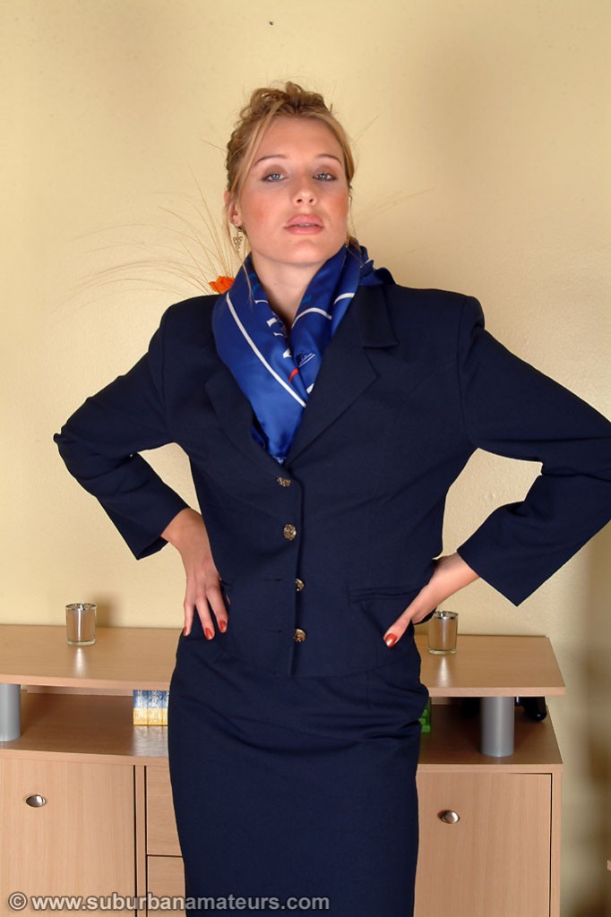 Sexy stewardess Angelina loses her uniform and spreads her hairy vagina foto porno #427968213