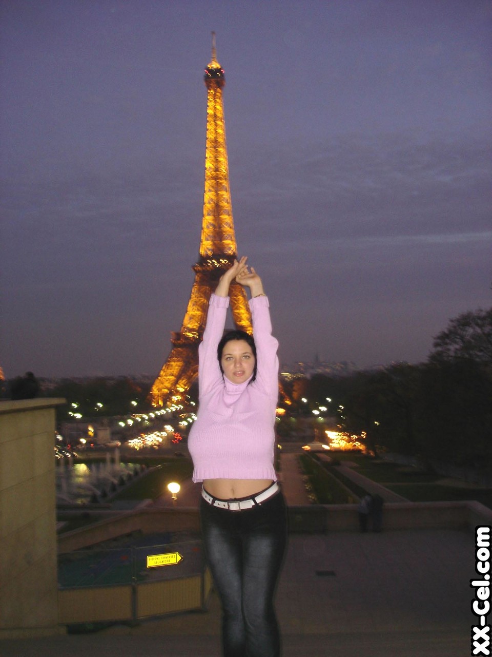 Amateur globetrotter Joana flashing her big tits in public in Paris porn photo #429128038