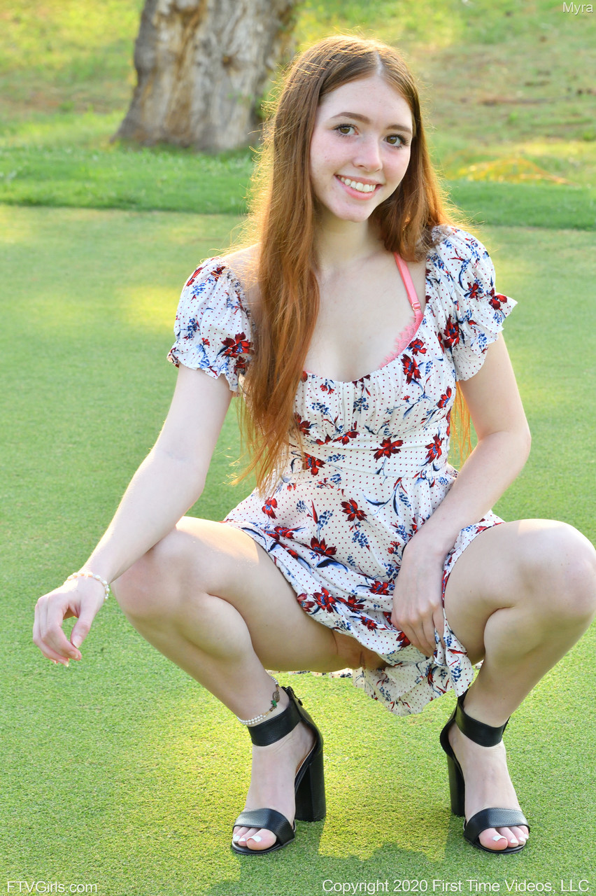 Glamorous teen Myra peels off her beautiful summer dress to pose nude outdoors foto pornográfica #428586850