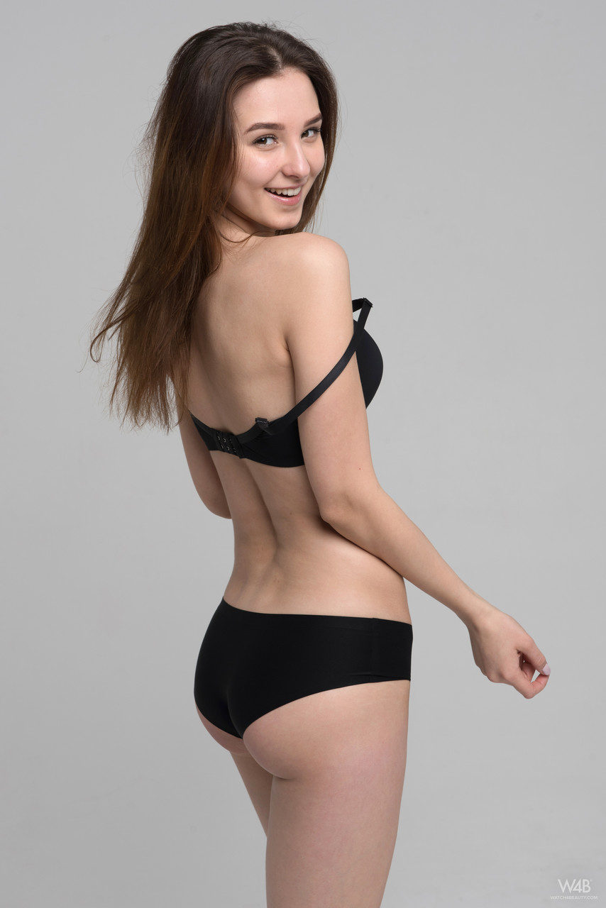 European sweetie Milana removes her black dress to show her amazing figure photo porno #422813347