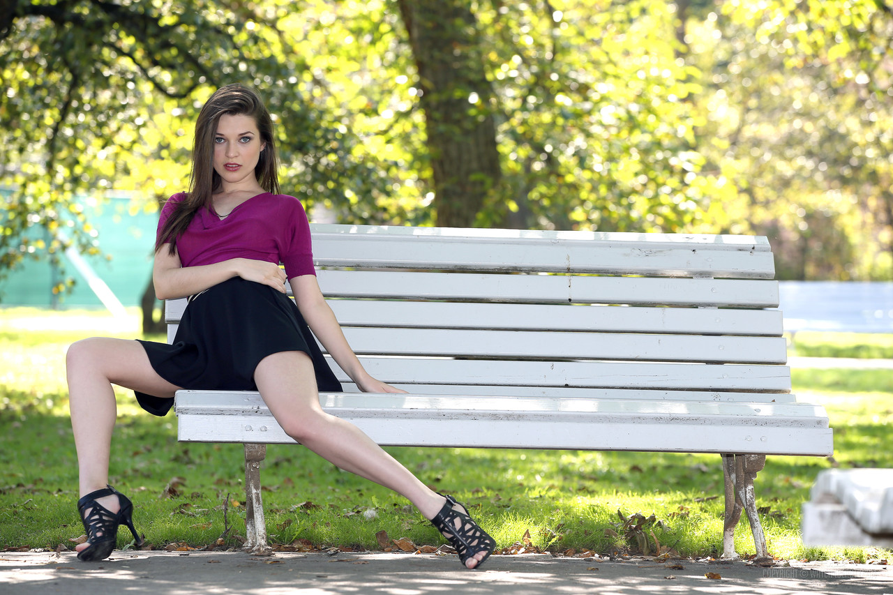 Stunning European babe Serena poses on a park bench in a sexy short skirt foto porno #428852522 | Watch 4 Beauty Pics, Serena, Skirt, porno ponsel
