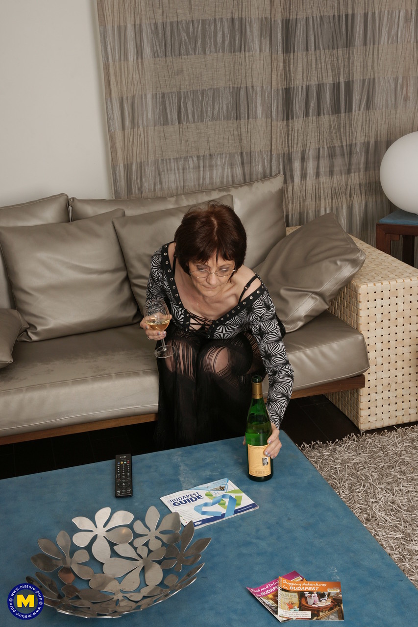 Mature European Gilf Drinks Champagne After A Hot Solo Masturbation Session