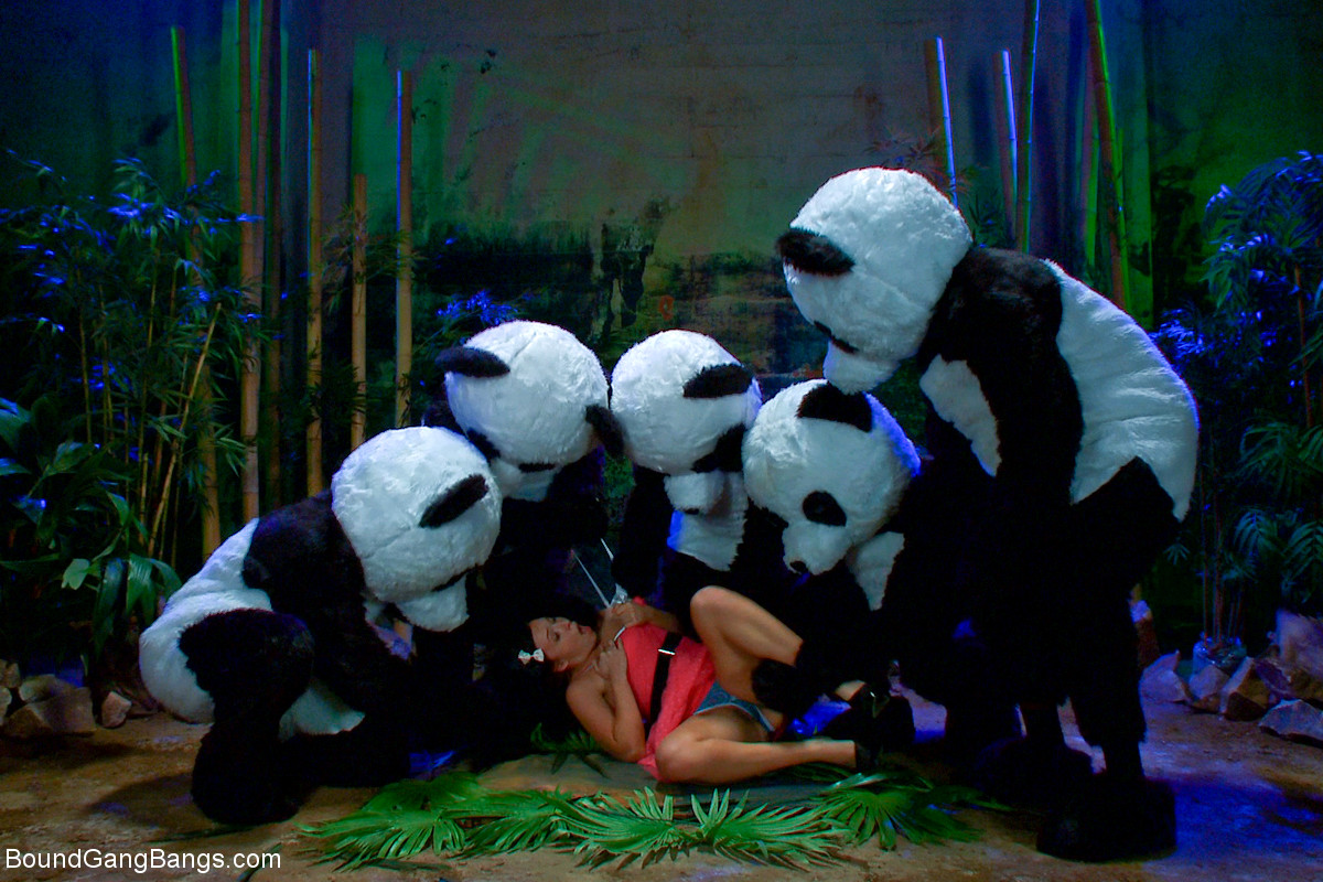 Ashli Orion gets face fucked by a bunch of men dressed in panda costumes photo porno #424865442