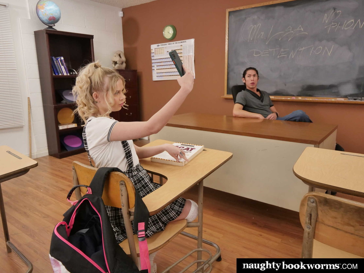 Blonde schoolgirl Coco Lovelock having wild sex in class with the new teacher foto porno #424597110
