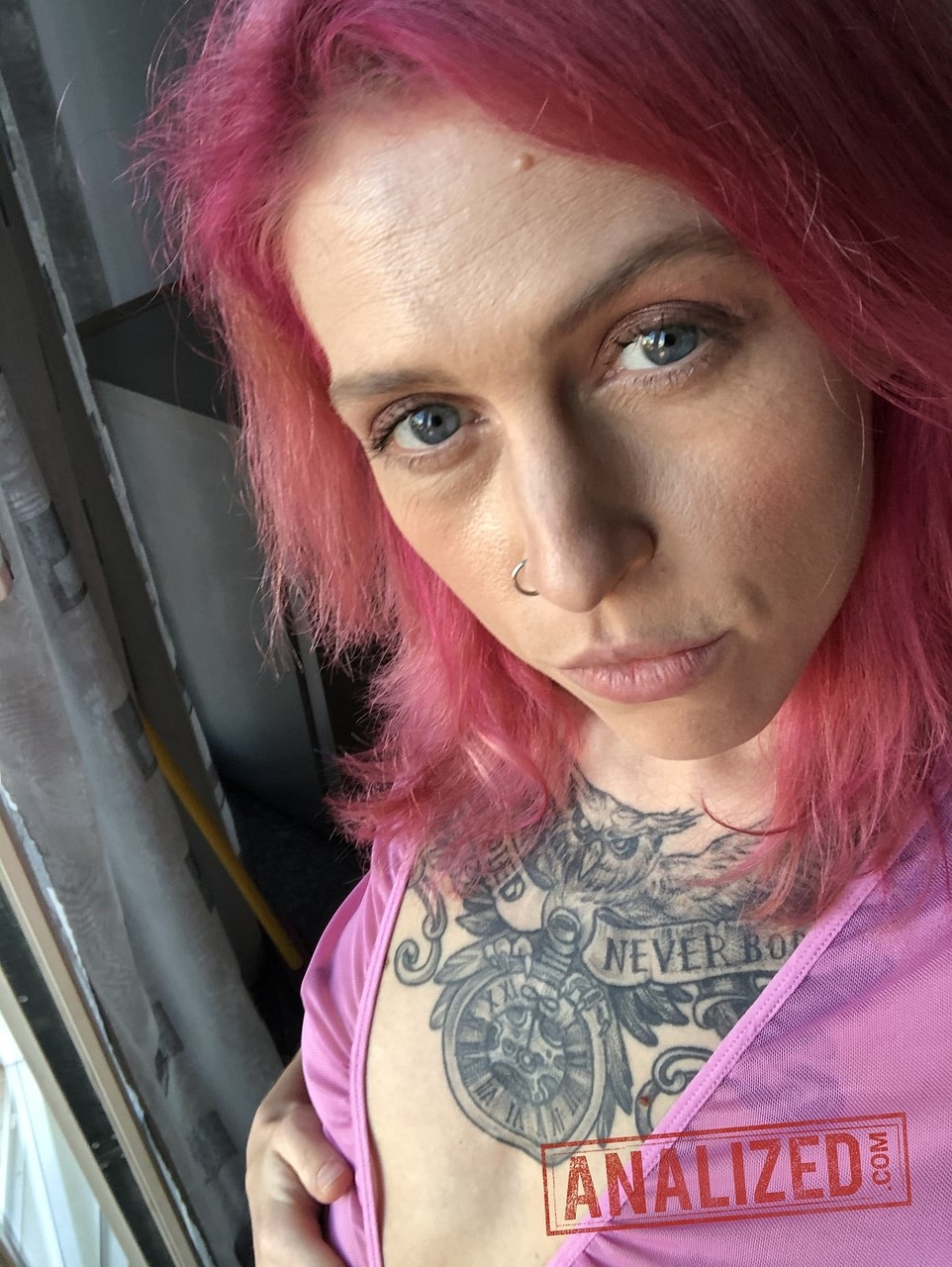 Blonde Eva Stone shows her tits while pink haired mature Yara Phoenix strips photo porno #424843953