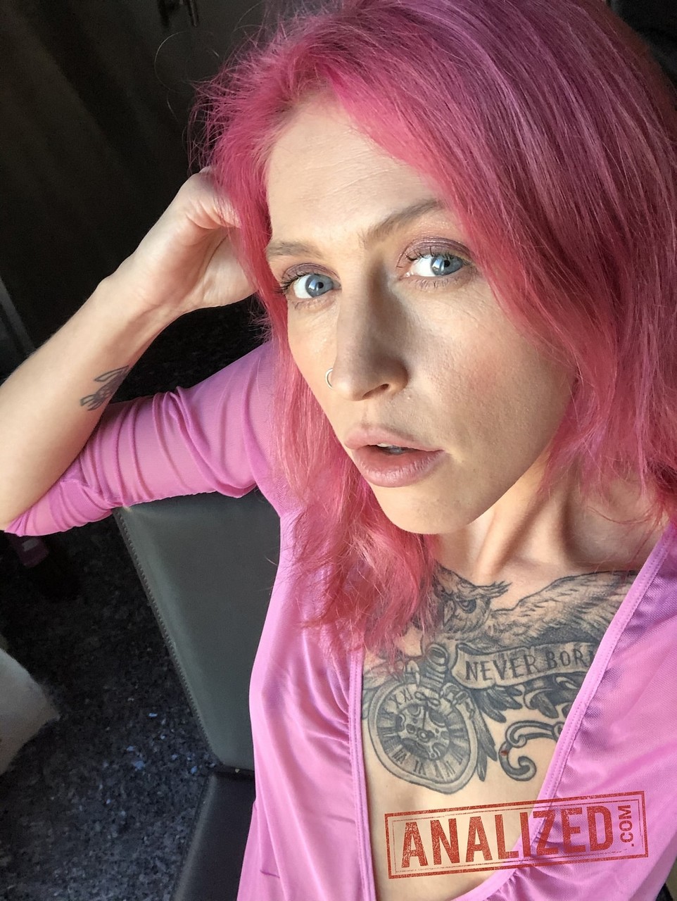 Blonde Eva Stone shows her tits while pink haired mature Yara Phoenix strips photo porno #424843955